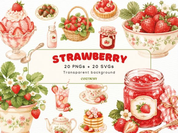 Download Strawberry Watercolor Cliparts, PNG SVG - Watercolor cliparts Collection