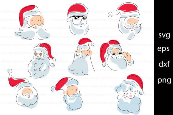 Download Cute Santa Clause Face Doodle Style Art - Style art Collection