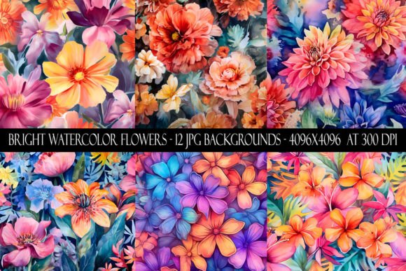 Download Bright Watercolor Flower Backgrounds - Bright watercolor Collection